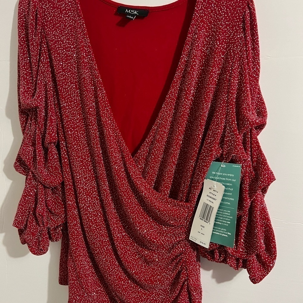 New MSK Red Sparkling Dress Shirt​​